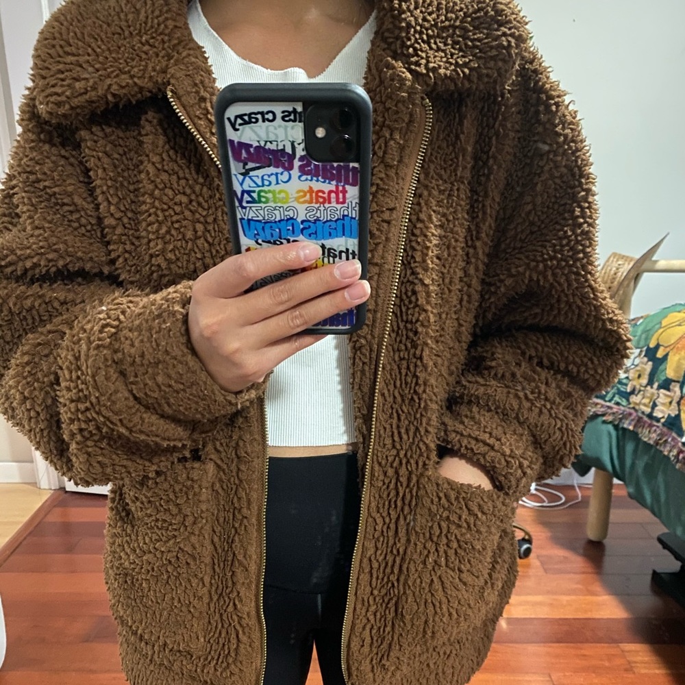 Garage Brown Teddy Coat XS/S - Picture 2 of 2